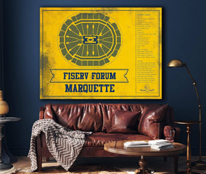 Cutler West Fiserv Forum Marquette Golden Eagles Team Colors NCAA Vintage Art Print