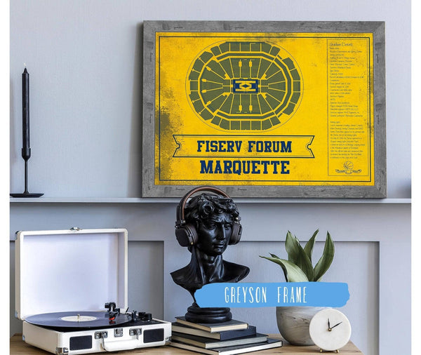Cutler West Fiserv Forum Marquette Golden Eagles Team Colors NCAA Vintage Art Print