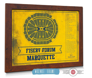 Cutler West Fiserv Forum Marquette Golden Eagles Team Colors NCAA Vintage Art Print