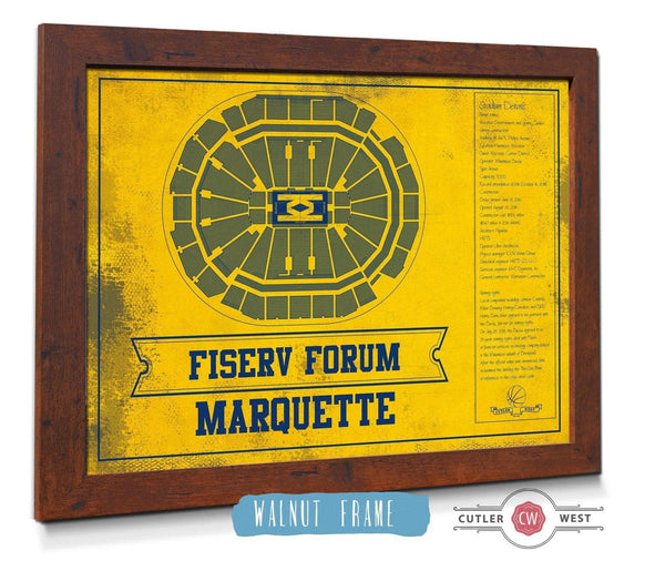 Cutler West Fiserv Forum Marquette Golden Eagles Team Colors NCAA Vintage Art Print