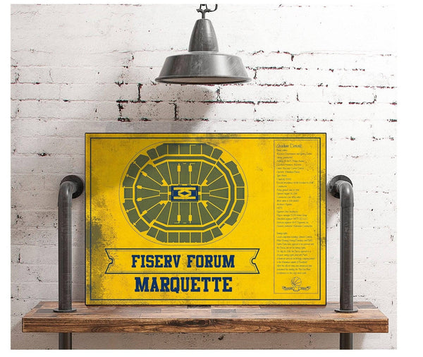 Cutler West Fiserv Forum Marquette Golden Eagles Team Colors NCAA Vintage Art Print