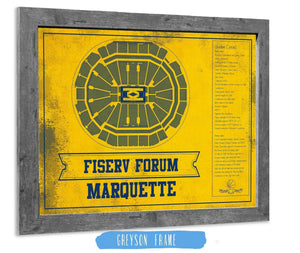 14" x 11" / Greyson Frame Cutler West Fiserv Forum Marquette Golden Eagles Team Colors NCAA Vintage Art Print