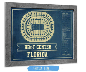 14" x 11" / Greyson Frame Cutler West Florida Panthers BB&T Center Seating Chart - Vintage Hockey Print