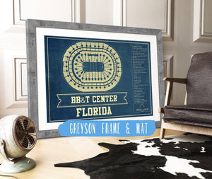 14" x 11" / Greyson Frame & Mat Cutler West Florida Panthers BB&T Center Seating Chart - Vintage Hockey Print