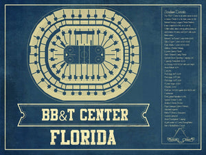 14" x 11" / Unframed Cutler West Florida Panthers BB&T Center Seating Chart - Vintage Hockey Print
