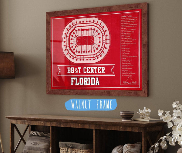 Cutler West Florida Panthers BB&T Center Seating Chart - Vintage Hockey Team Color Print