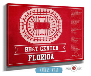 36" x 24" / 3 Panel Canvas Wrap Cutler West Florida Panthers BB&T Center Seating Chart - Vintage Hockey Team Color Print
