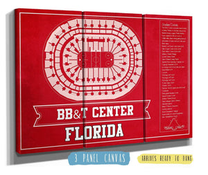 48" x 36" / 3 Panel Canvas Wrap Cutler West Florida Panthers BB&T Center Seating Chart - Vintage Hockey Team Color Print