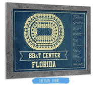 Cutler West 14" x 11" / Greyson Frame Florida Panthers BB&T Center Seating Chart - Vintage Hockey Print 659981334_79738