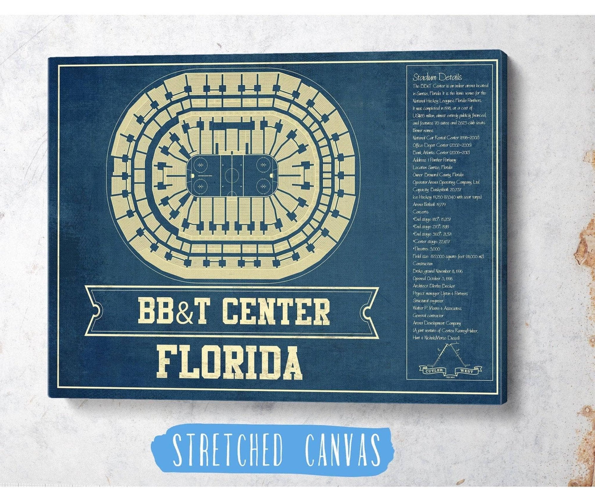 Cutler West Florida Panthers BB&T Center Seating Chart - Vintage Hockey Print