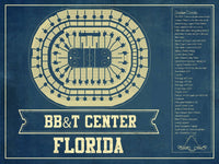 Cutler West 14" x 11" / Unframed Florida Panthers BB&T Center Seating Chart - Vintage Hockey Print 659981334_79731