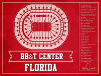 Cutler West 14" x 11" / Unframed Florida Panthers BB&T Center Seating Chart - Vintage Hockey Team Color Print 659981334-TEAM