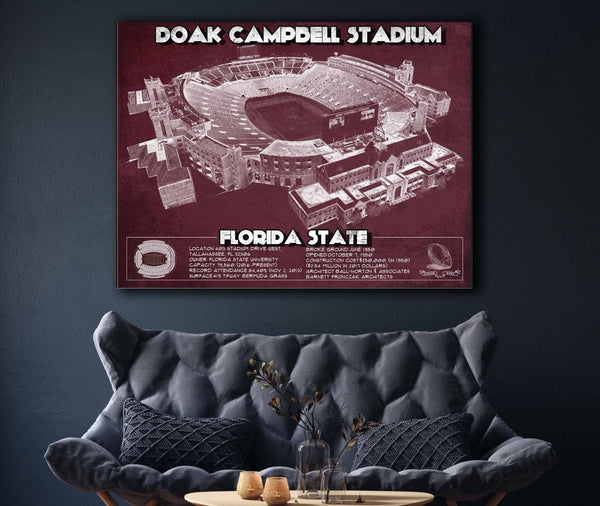 Cutler West Florida State Seminoles - Doak Campbell Stadium Vintage FSU College Football Art Print