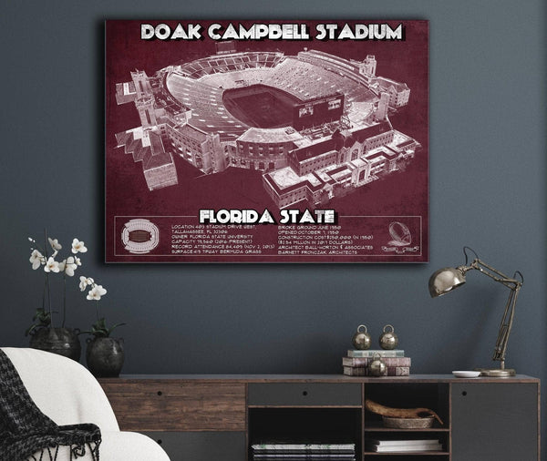 Cutler West Florida State Seminoles - Doak Campbell Stadium Vintage FSU College Football Art Print