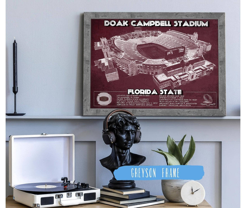 14" x 11" / Stretched Canvas Wrap Cutler West Florida State Seminoles - Doak Campbell Stadium Vintage FSU College Football Art Print