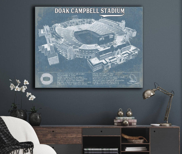Cutler West Florida State Seminoles Doak Campbell Stadium Vintage FSU College Football Team Color Art Print
