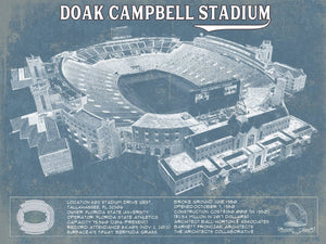14" x 11" / Unframed Cutler West Florida State Seminoles Doak Campbell Stadium Vintage FSU College Football Team Color Art Print