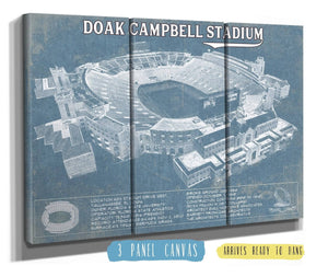 36" x 24" / 3 Panel Canvas Wrap Cutler West Florida State Seminoles Doak Campbell Stadium Vintage FSU College Football Team Color Art Print