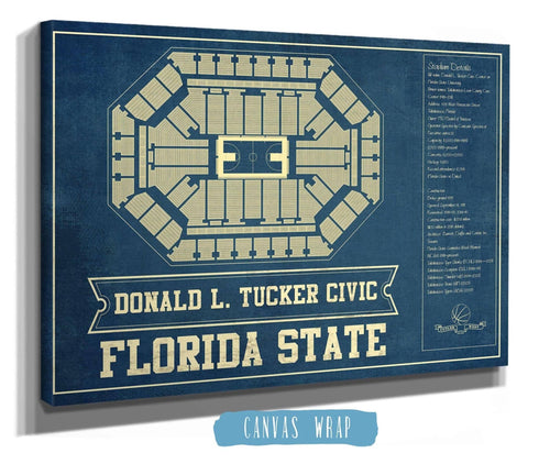 14" x 11" / Stretched Canvas Wrap Cutler West Florida State Seminoles (Men) (Women) (NCAA) Donald L. Tucker Civic Center Vintage College Basketball Blueprint
