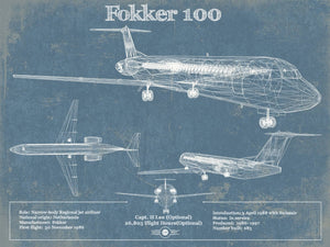 14" x 11" / Unframed Cutler West Fokker 100 Jet Wall Art