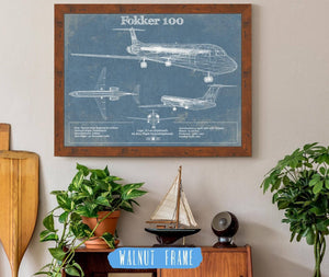 20" x 16" / Walnut Frame Cutler West Fokker 100 Jet Wall Art