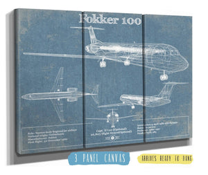 36" x 24" / 3 Panel Canvas Wrap Cutler West Fokker 100 Jet Wall Art