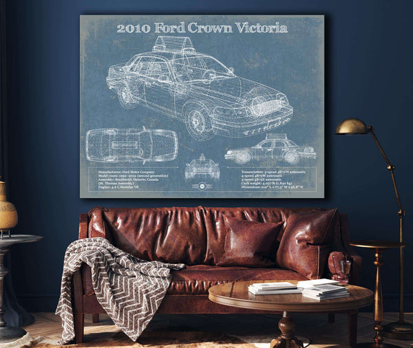 Cutler West Ford Crown Victoria New York Taxi Blueprint Vintage Auto Print