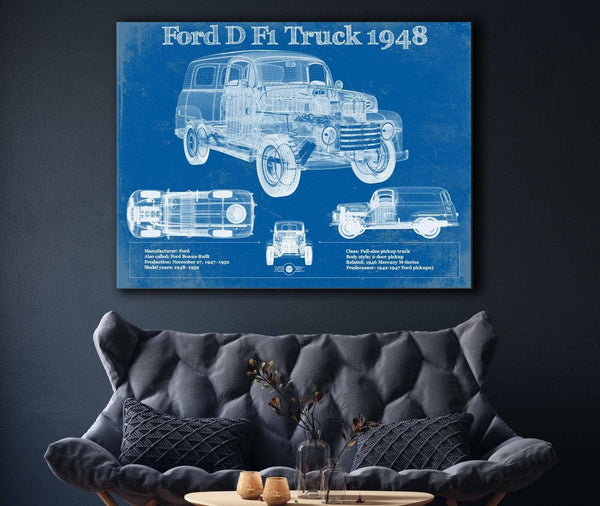 Cutler West Ford D F1 1948 Truck Vintage Blueprint Auto Print