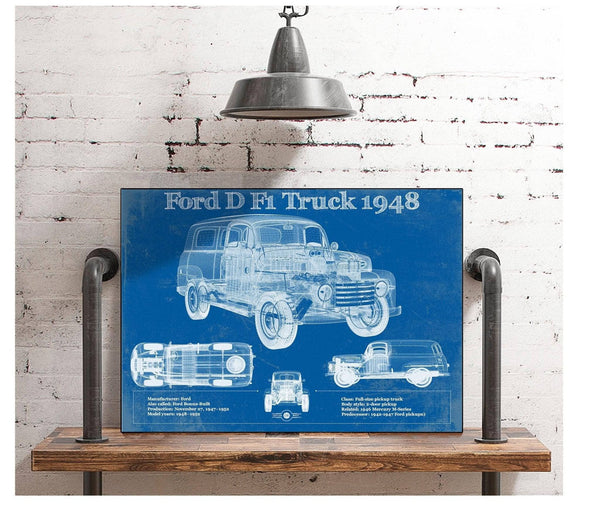 Cutler West Ford D F1 1948 Truck Vintage Blueprint Auto Print