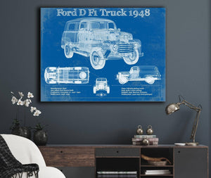 Cutler West Ford D F1 1948 Truck Vintage Blueprint Auto Print