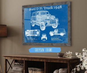 Cutler West Ford D F1 1948 Truck Vintage Blueprint Auto Print