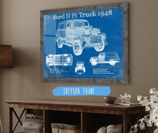Cutler West Ford D F1 1948 Truck Vintage Blueprint Auto Print