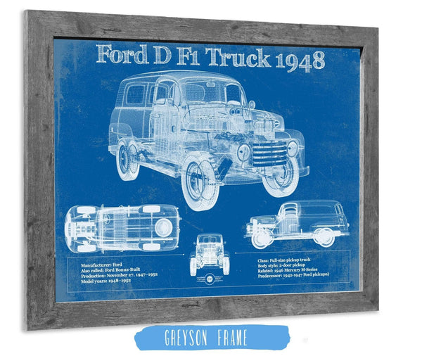 14" x 11" / Greyson Frame Cutler West Ford D F1 1948 Truck Vintage Blueprint Auto Print