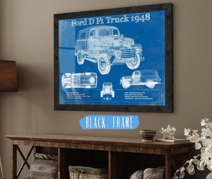 20" x 16" / Black Frame Cutler West Ford D F1 1948 Truck Vintage Blueprint Auto Print