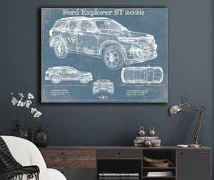 Cutler West Ford Explorer ST 2020 Vintage Blueprint Auto Print