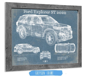 14" x 11" / Greyson Frame Cutler West Ford Explorer ST 2020 Vintage Blueprint Auto Print