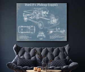 Cutler West Ford F-1 Pickup 1950 Vintage Blueprint Truck Print