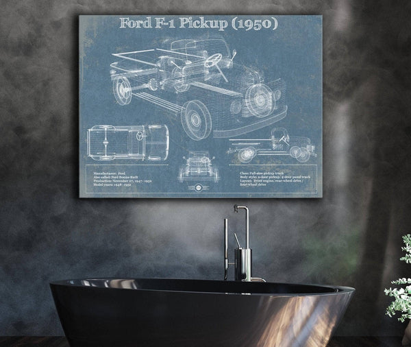 Cutler West Ford F-1 Pickup 1950 Vintage Blueprint Truck Print