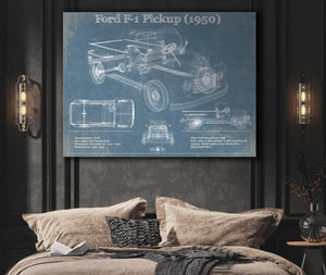 Cutler West Ford F-1 Pickup 1950 Vintage Blueprint Truck Print
