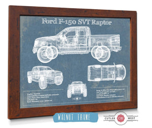 20" x 16" / Walnut Frame Cutler West Ford F-150 SVT Raptor Truck Vintage Blueprint Auto Print (2011)