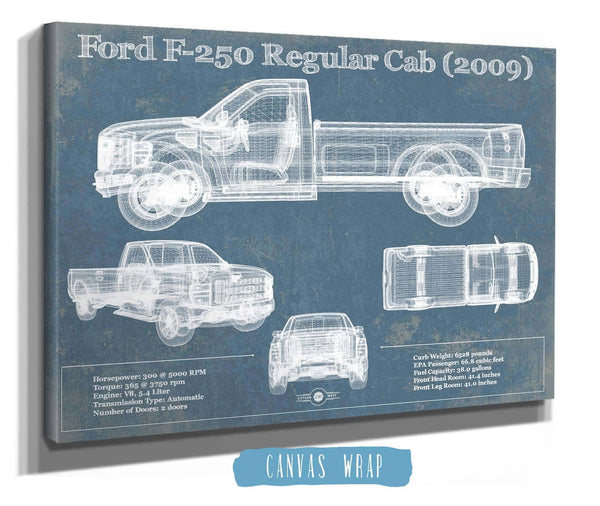 Cutler West Ford F-250 Regular Cab (2009) Blueprint Vintage Auto Print