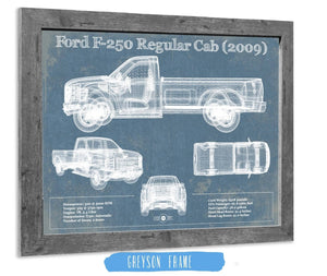 14" x 11" / Greyson Frame Cutler West Ford F-250 Regular Cab (2009) Blueprint Vintage Auto Print