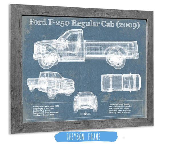 14" x 11" / Greyson Frame Cutler West Ford F-250 Regular Cab (2009) Blueprint Vintage Auto Print