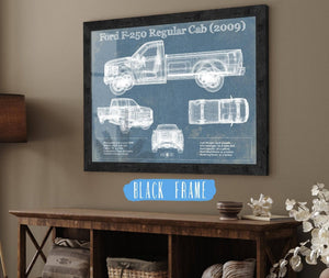 20" x 16" / Black Frame Cutler West Ford F-250 Regular Cab (2009) Blueprint Vintage Auto Print