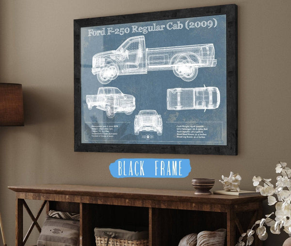 20" x 16" / Black Frame Cutler West Ford F-250 Regular Cab (2009) Blueprint Vintage Auto Print