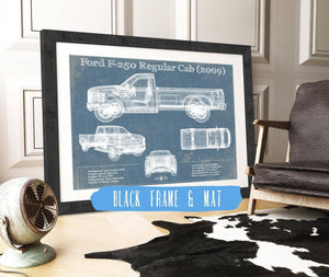 20" x 16" / Black Frame & Mat Cutler West Ford F-250 Regular Cab (2009) Blueprint Vintage Auto Print