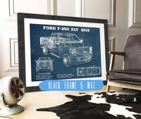 Cutler West Ford Collection 14" x 11" / Black Frame & Mat Ford F-250 XLT (2015) Vintage Blueprint Auto Print 845000170_59827