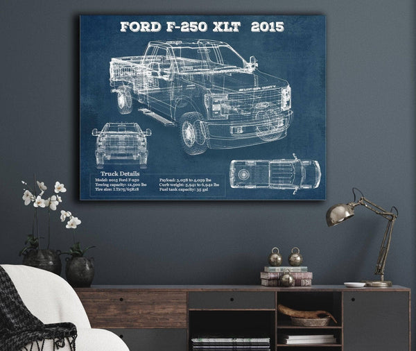 Cutler West Ford F-250 XLT (2015) Vintage Blueprint Auto Print