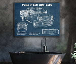 Cutler West Ford F-250 XLT (2015) Vintage Blueprint Auto Print