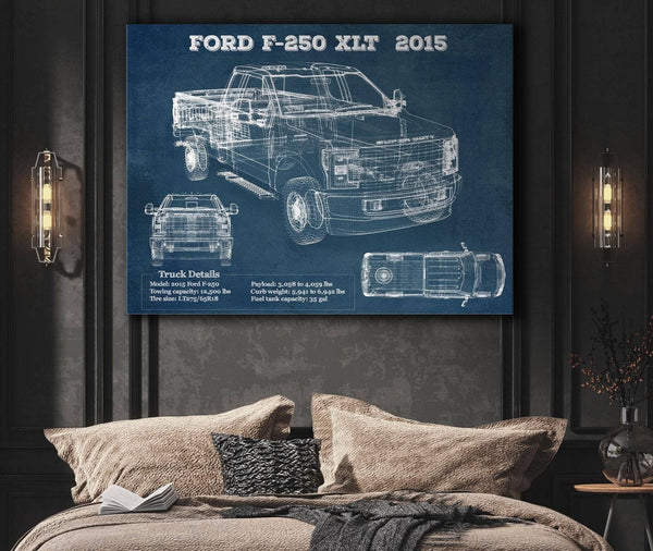 Cutler West Ford F-250 XLT (2015) Vintage Blueprint Auto Print